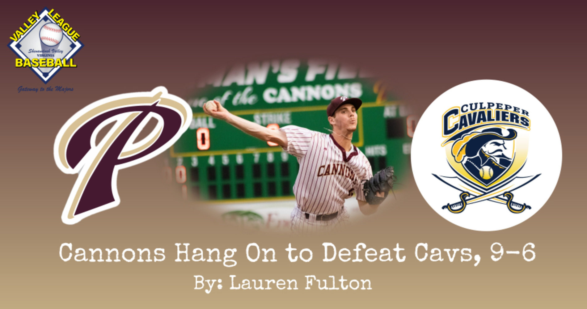 Cannons Down Cavs 9-6 Behind Solid Starting Pitching and Timely Hits
